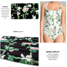 High-Stretch Swimwear Fabric with Digital Flower Print